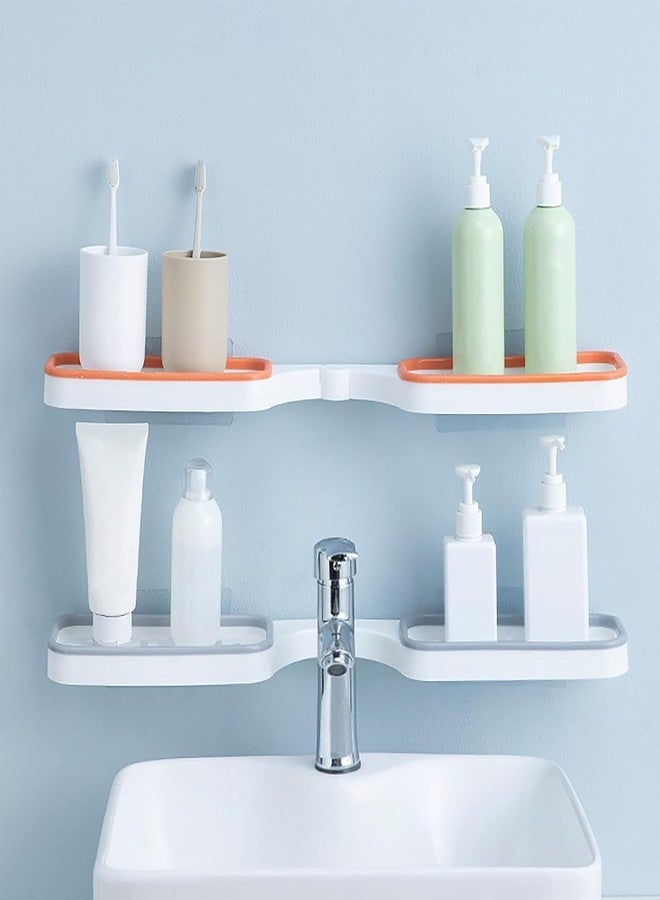 ATHA Punch-free Wall Mounted Rotating Storage Rack Plastic Suction Cup Bathroom Kitchen Storage Rack Organizer Shower Shelf (Multicolor) - Image 3